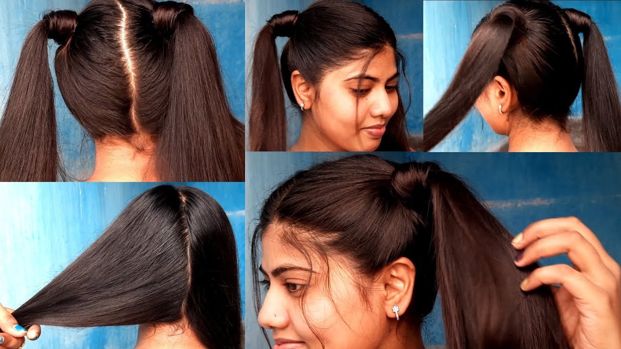 Two Side Ponytail Hairstyle For School And College Girls|Two Pony Hairstyle  For Girls|Easy Hairstyle - YouTube