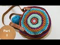Örgü Yuvarlak Çanta Yapımı Part 1   Mandala Modeli Örgü Çanta & Crocheted Round Mandala Bag