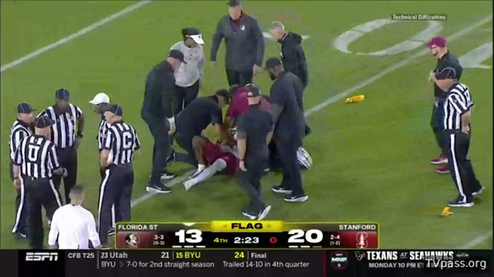 Quarterback Knocked Out after Huge Hit | Florida State Vs. Stanford
