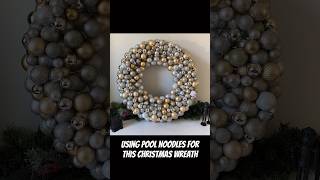 Giant Christmas wreath from dollar tree items  #diy #dollartree #christmasdiy #wreath #ornaments