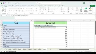Sorting Data by Character Count in Excel Using SORTBY and LEN