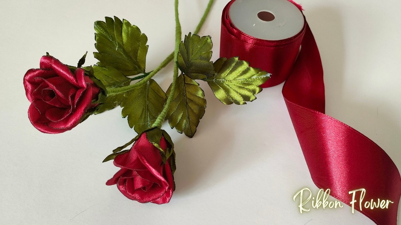 DIY Red Roses | How to make beautiful flower roses from satin ribbon ...