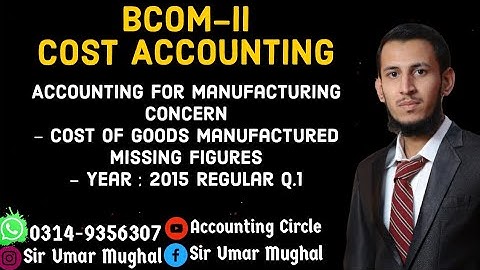 Cost Of Goods Manufactured | Manufacturing Concern | Advanced Accounting | B.COM-II | Past Papers |