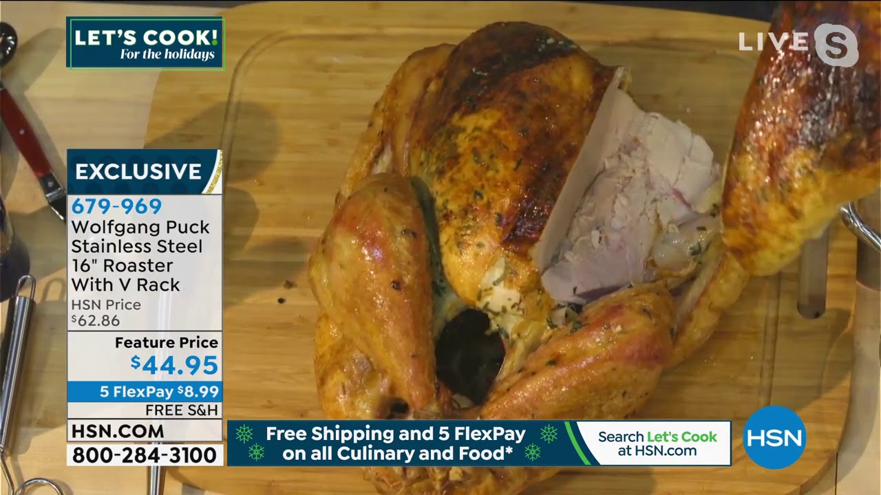 Wolfgang Puck Stainless Steel 16" Roaster With V Rack YouTube