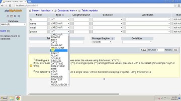 Create database on wampserver