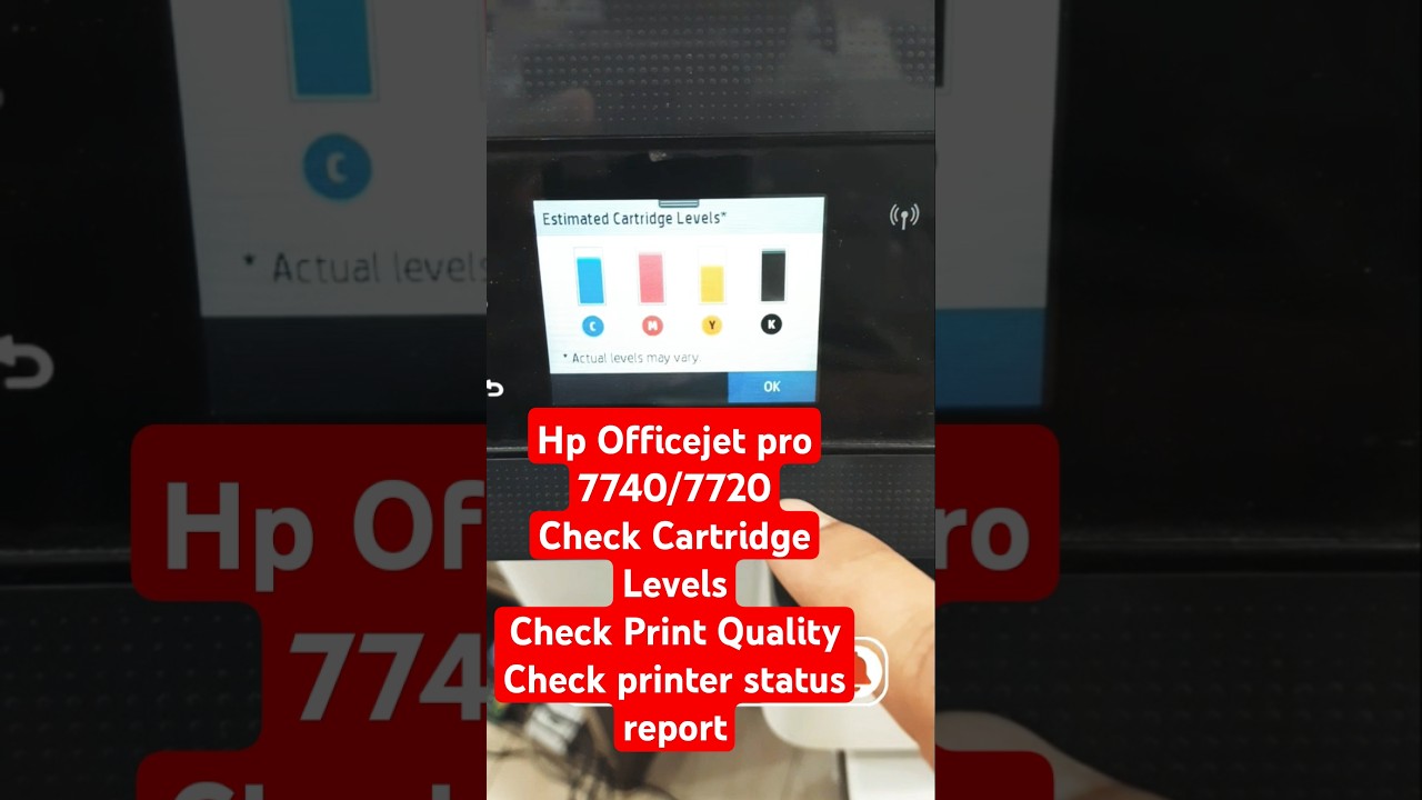 How to Check HP OfficeJet Pro 7740 / 7720 Check Cartridge Levels / Check Print Color Quality Report