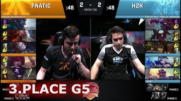 Fnatic vs H2K Gaming | Game 5 3rd Place S7 EU LCS Summer 2017 Play-Offs in Paris | FNC vs H2K G5