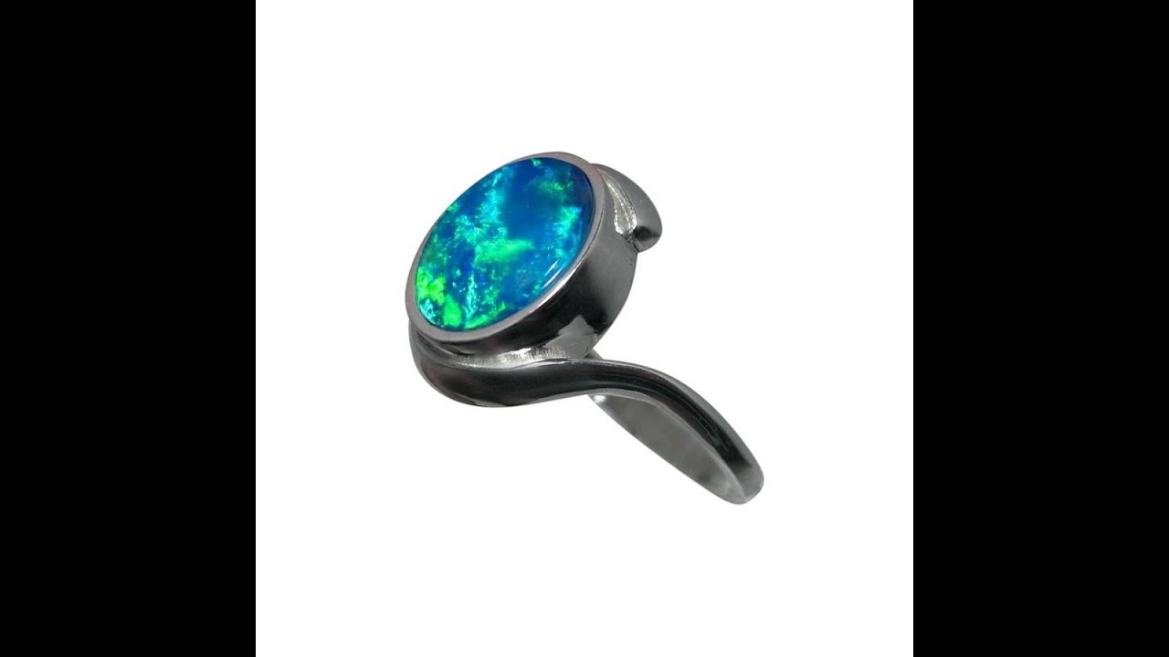 1.75 Carat Green Blue Opal Ring 14k Gold - 4832 | FlashOpal