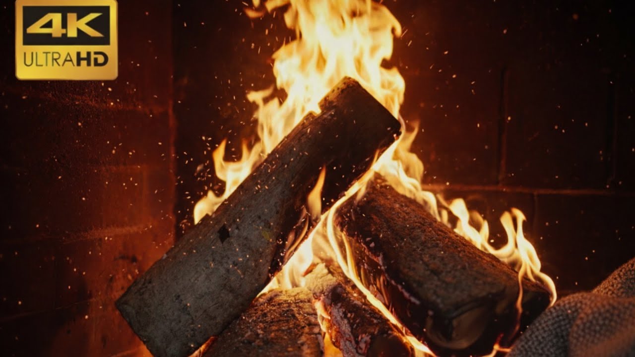 🔥 4K Cozy Fireplace (10 Hours) - Real Crackling Fire Sounds for Deep Sleep & Relaxation