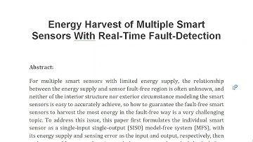 Energy Harvest of Multiple Smart Sensors With Real Time Fault Detection