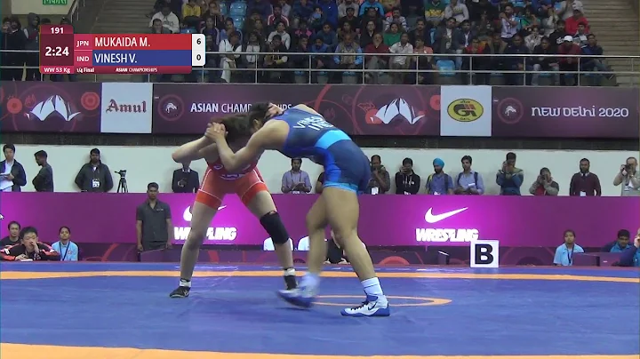 1/4 WW - 53 kg: M. MUKAIDA (JPN) v. V. VINESH (IND)