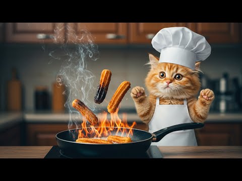 Decorate freshly fried churros🍩💕Cat Kitchen & cooking