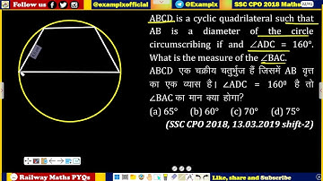 ABCD is a cyclic quadrilateral such that AB is a diameter of the circle circumscribing if and ∠ADC..