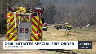 Crawford County one of 12 counties now under special fire order from DNR