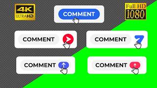 Comment Button Green Screen | 5 Video Comment Animation Overlays (4K & HD)