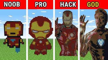 Minecraft (NOOB vs PRO vs HACKER vs GOD) —︎ Iron Man  |  Marvel Comics  | Pixel Art
