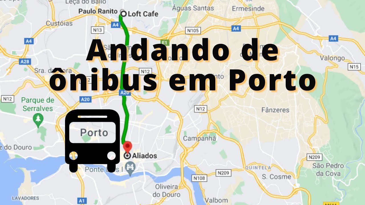 Uma volta de ônibus de Maia até o centro de Porto