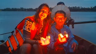 Meditation on the Water 🌿 Floating Lanterns at Sunset in Vietnam