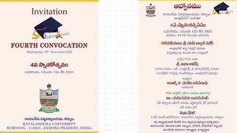 Rayalaseema University, Kurnool – 4th Convocation Ceremony | Live on 12th November 2025