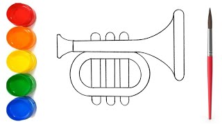 Musical instrument drawing colouring for kids and toddler