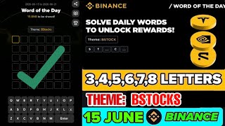 Theme Binance BStocks WOTD | Binance Crypto WODL Answers Today | All Letters WOTD screenshot 2