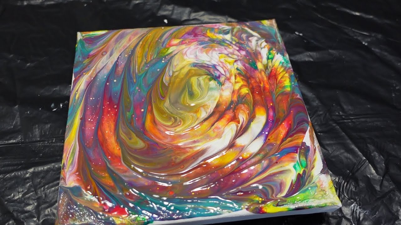 Colorful Acrylic Pour with Balloon Dip Technique 