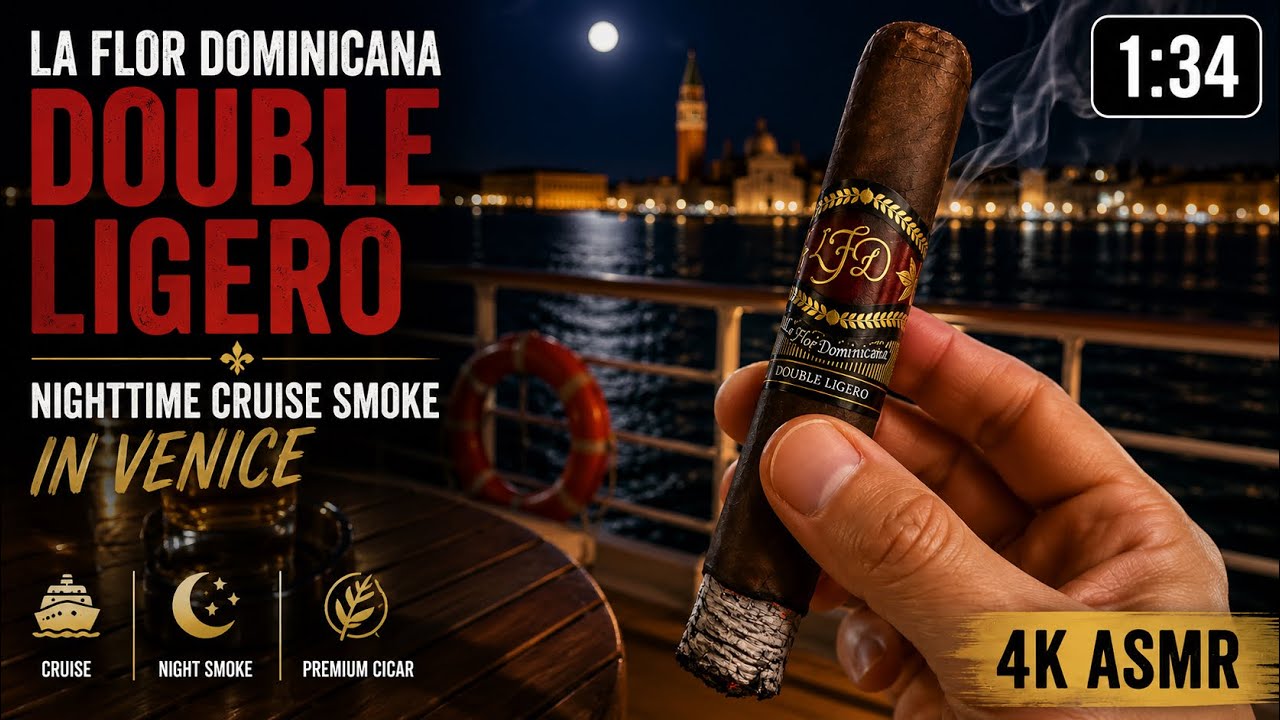 La Flor Dominicana Double Ligero - Nighttime Cruise Smoke in Venice (4K ASMR)