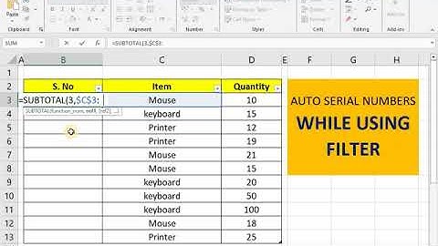 Auto Serial Numbers while Using Filter In Microsoft Excel