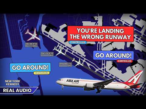 Airplane Attempts to land on Wrong and Occupied runway at New York JFK Airport. Real ATC