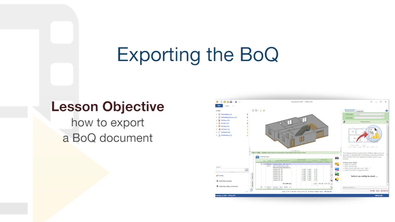 PriMus IFC Tutorial - Bill of Quantities exports - ACCA software - YouTube