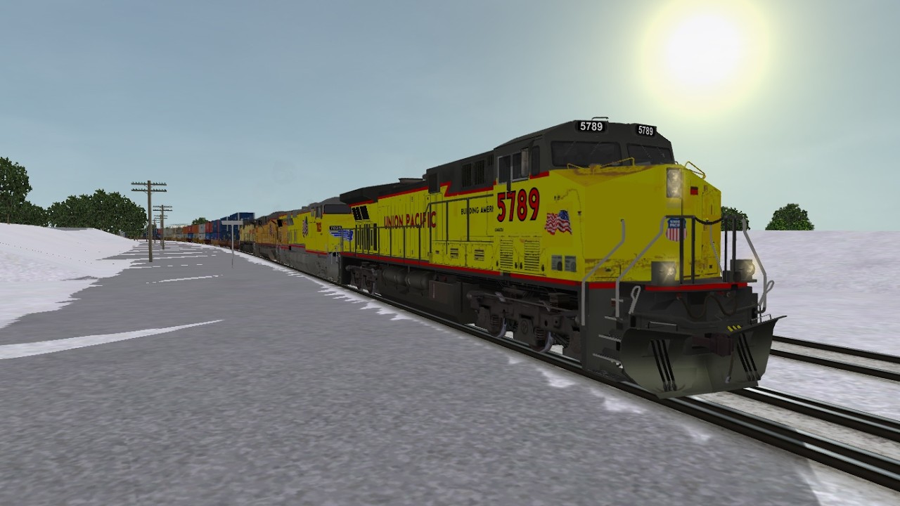 ORTS: High Speed UP C44ACM #5789 New Paint Nose Flag WB ZG2BR-24 At Low Moor, IA