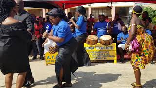 Supt. Kofi Sarpong dancing Adowa with a beautiful lady at a funeral