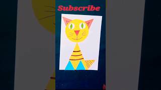 Easy Geometrically Shape Cat 🐈 😻 Making Craft Idea #shorts #trending #geometric