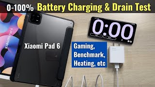 Xiaomi Pad 6 Battery Charging & Drain Test Review - Gaming, Benchmark & Heating, etc