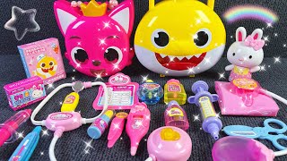 30 minutes satisfyingly opens cute pink makeup case and Baby Shark Doctor set ASMR