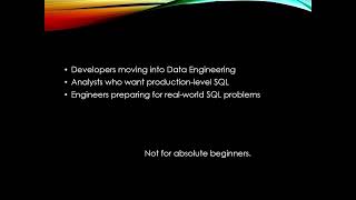 Who is SQL for Data Engineering For | Beginners & Data Engineers