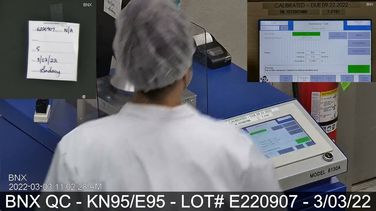BNX Lot # E220907 - GB2626-2019 KN95 Mask - TSI 8130A Filtration Test Review - Model E95 White