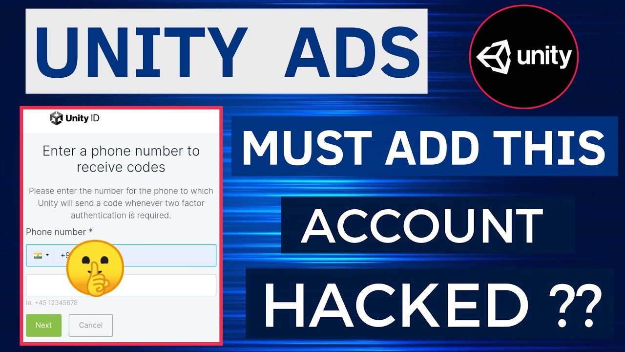Unity Ads😍 Enter a phone number to recieve codes | Unity Ads two factor ...