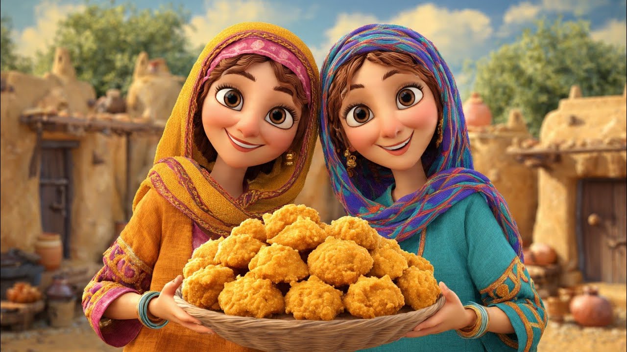 پنجابی لڑکیاں پکوڑے بناتے ہوئے  |Village Cooking Story | 3D Cartoon Animation