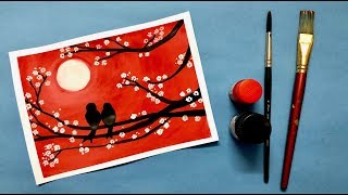 Easy Love Birds Painting With Poster Colours For Beginners