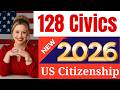 2026 Random 128 Civics Questions/Easy Answers Official US Citizenship Test 2025 Version, Ciudadania