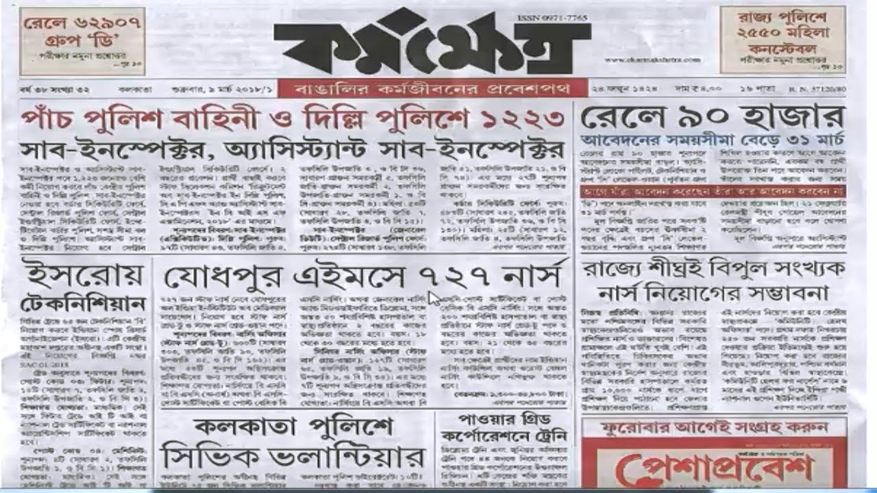 Government Jobs In West Bengal Latest Sarkari Naukri Updates Opportunity in 2018