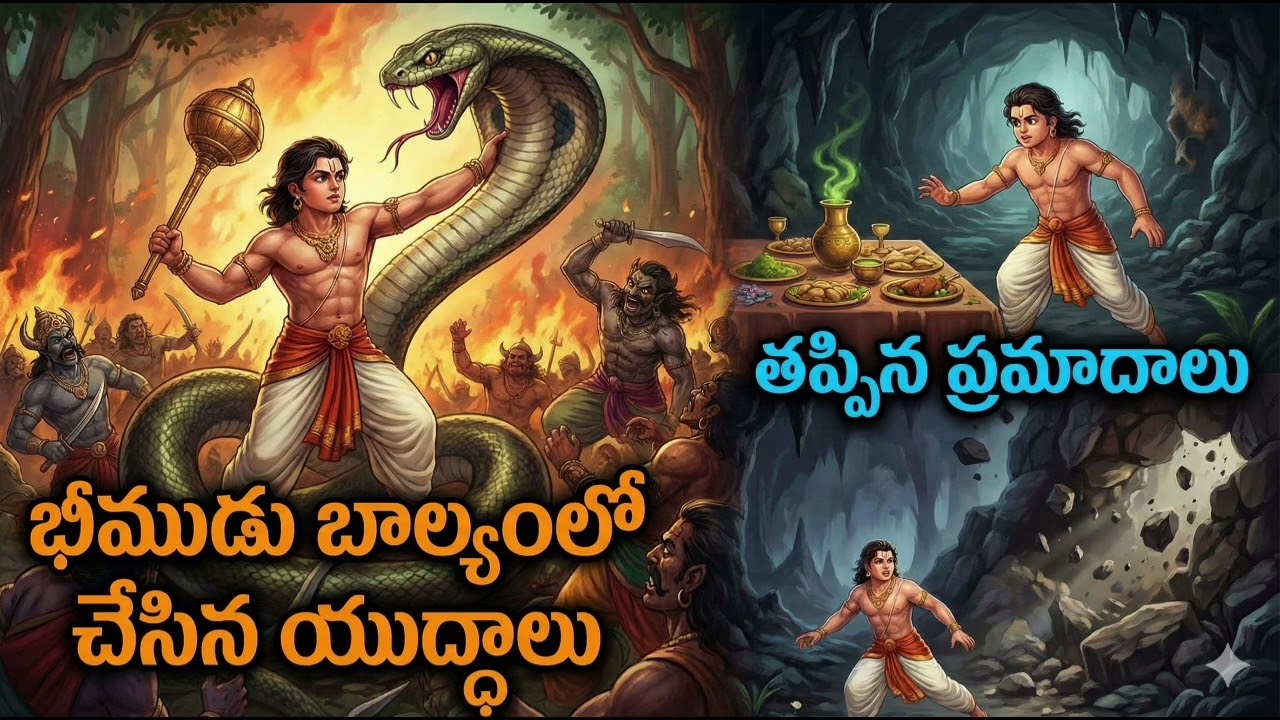 భీముడు బాల్యంలో చేసిన యుద్ధాలు – తప్పిన ప్రమాదాలు