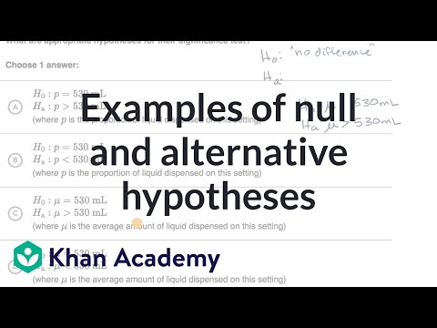 Examples of null and alternative hypotheses | AP Statistics | Khan Academy