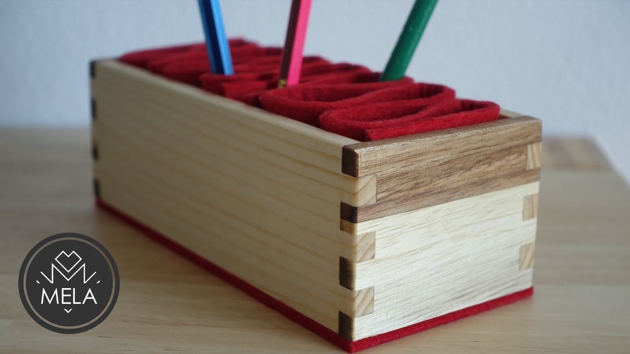 Box Joints Stylish Pen Holder made from Scraps Filz YouTube