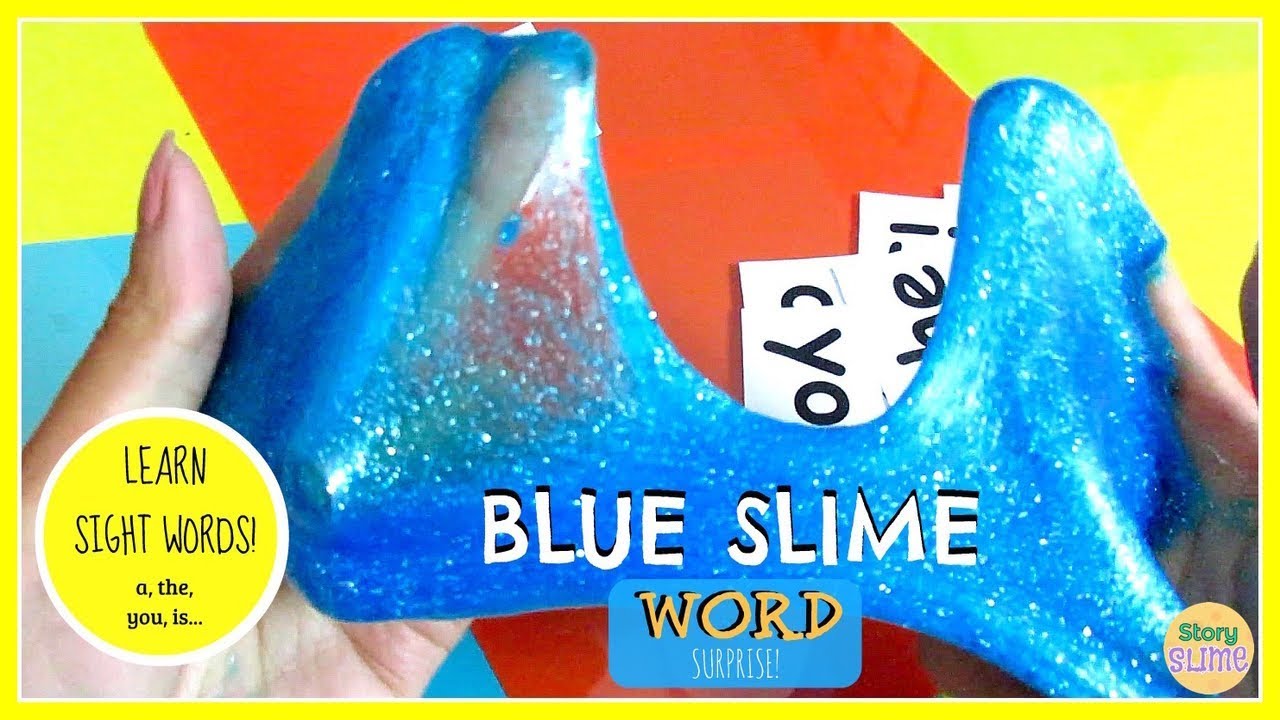 BLUE SLIME WORD SURPRISE Learn Sight Words + BLUE SPARKLY SLIME
