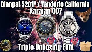 Dianpai 5201F / Karajan 007 / Tandorio California Dial Automatic Watch Triple Unboxing Fun!