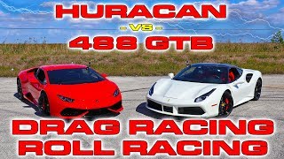 Watch the 660hp ferrari 488 gtb take on 610hp lamborghini huracan
lp610-4 with some all out drag racing and roll racing. both cars had
passengers bot...