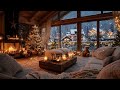 Warm Fireplace Soft Piano Music Relaxing Holiday Ambience With Snowfall 