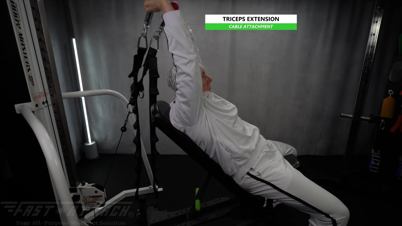Cable | Triceps Extension | 45* Incline Bench | Ninja Mallets | Fast-Attach All In 1 Fitness Strap